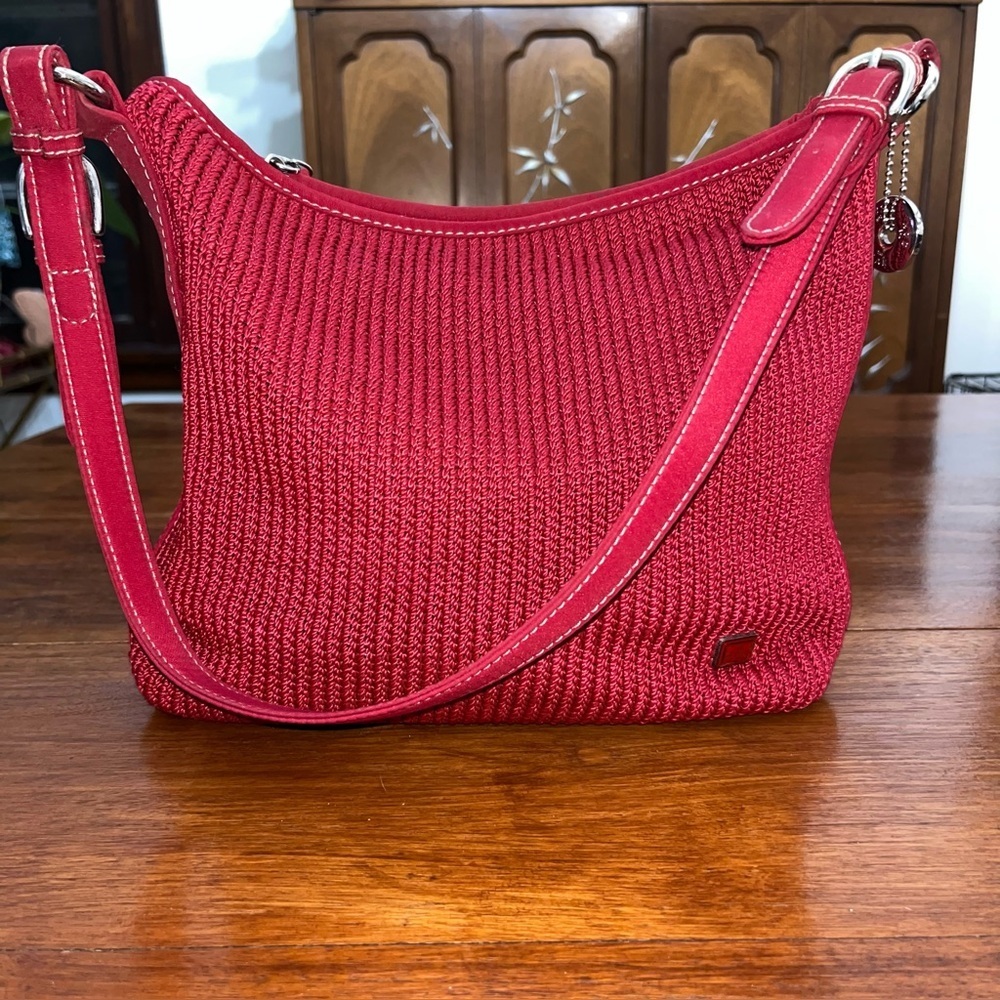 SAK Original Crochet Handbag Shoulder Bag Red